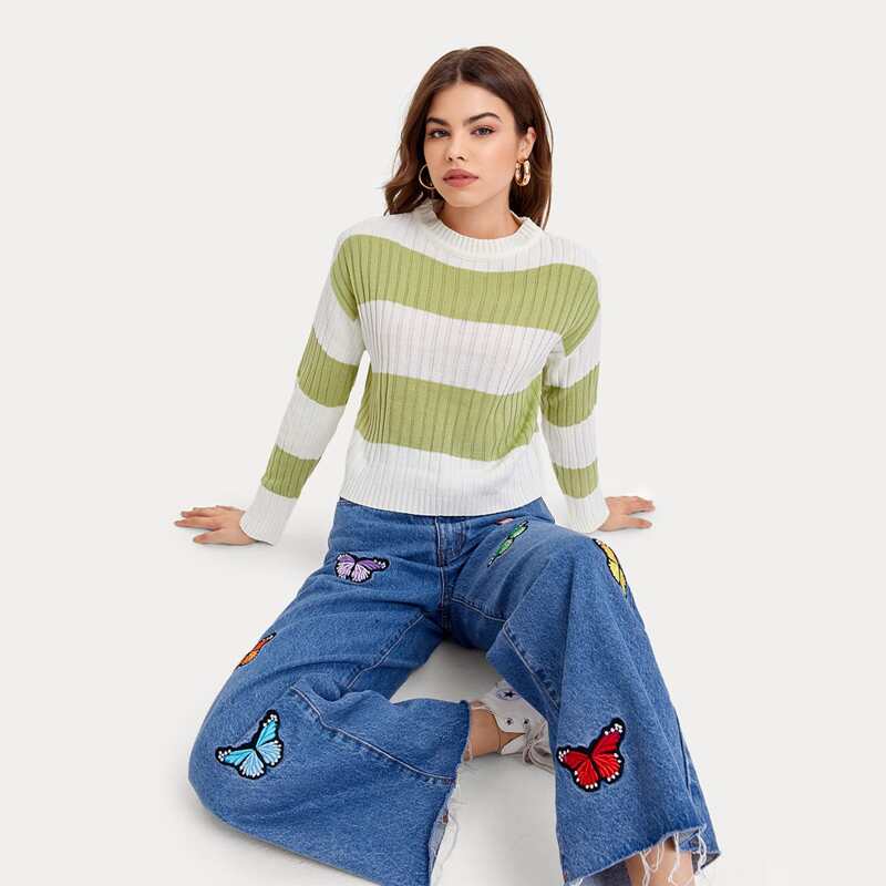

Drop Shoulder Colorblock Sweater, Multicolor