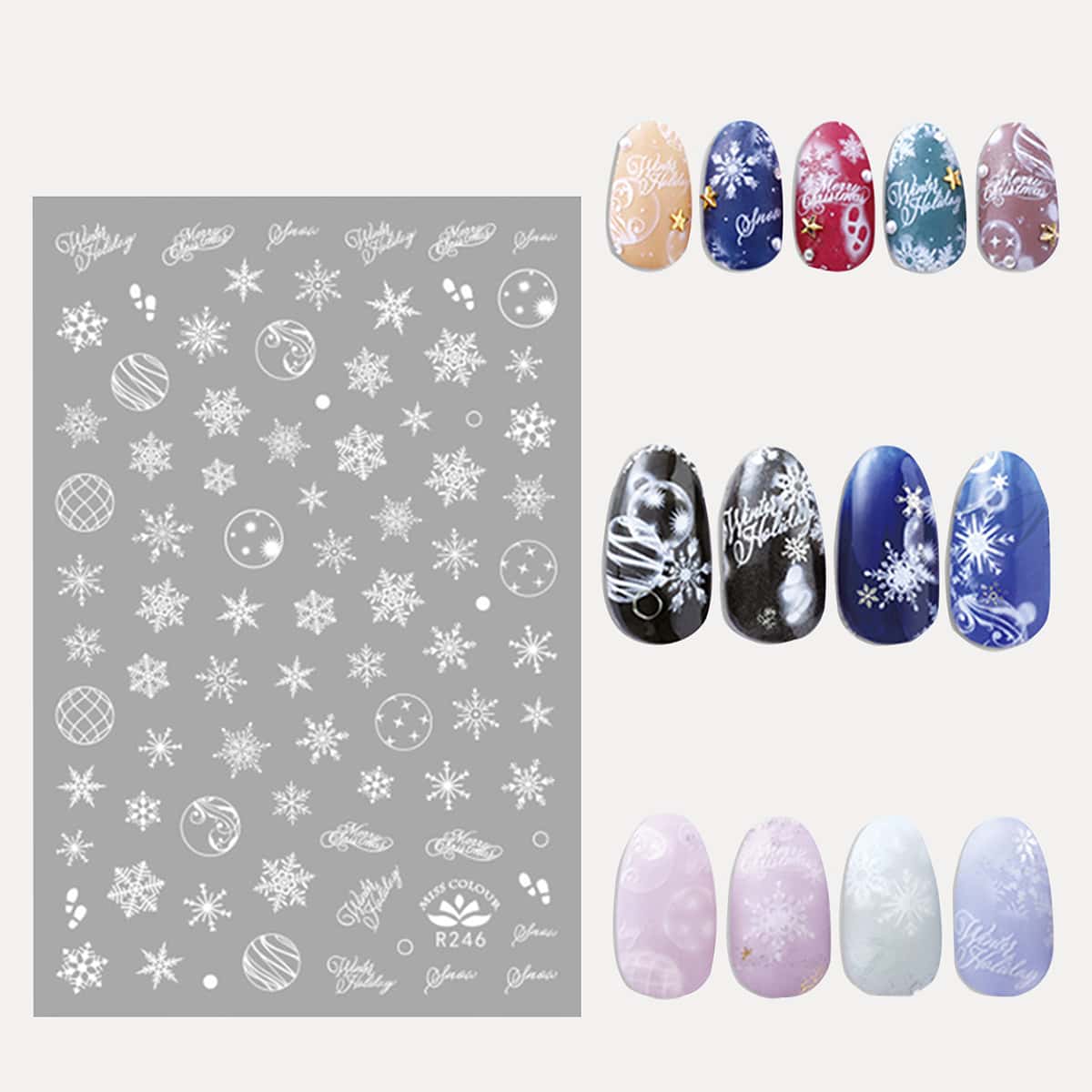 

1sheet Christmas Snowflake Nail Sticker, White