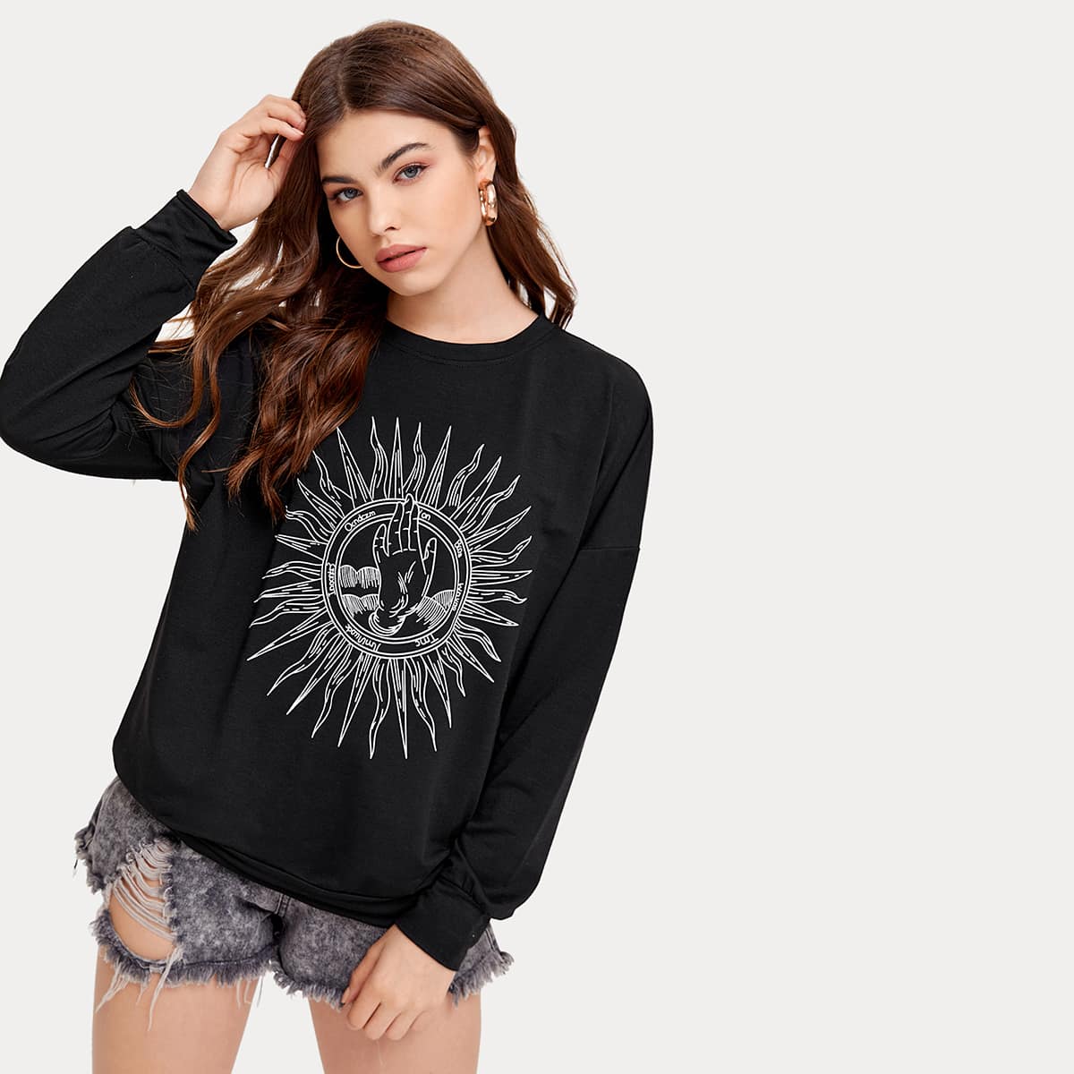 

Figure Graphic Drop Shoulder Sweatshirt, Black