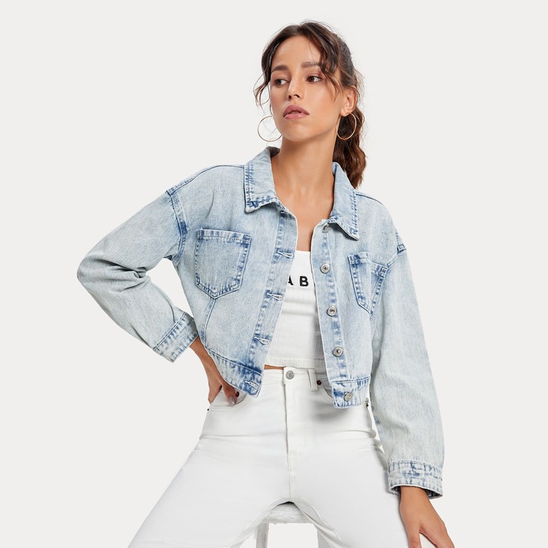 

Light Wash Drop Shoulder Denim Jacket