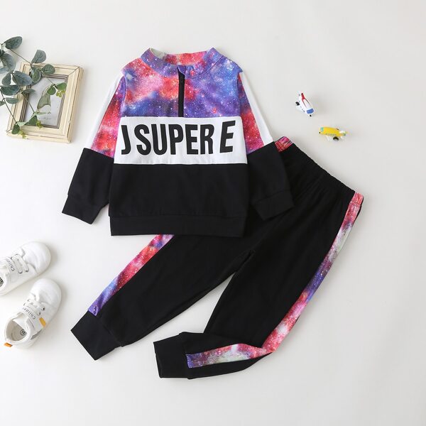 

Toddler Boys Zip Half Color Block Sweatshirt & Sweatpants, Multicolor
