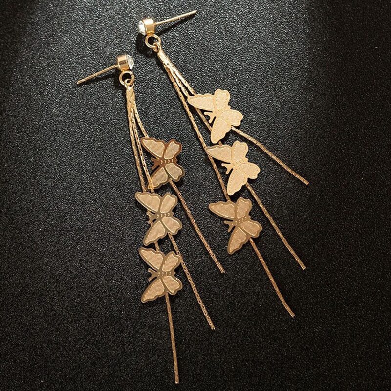 

Butterfly Tassel Drop Earrings, Gold