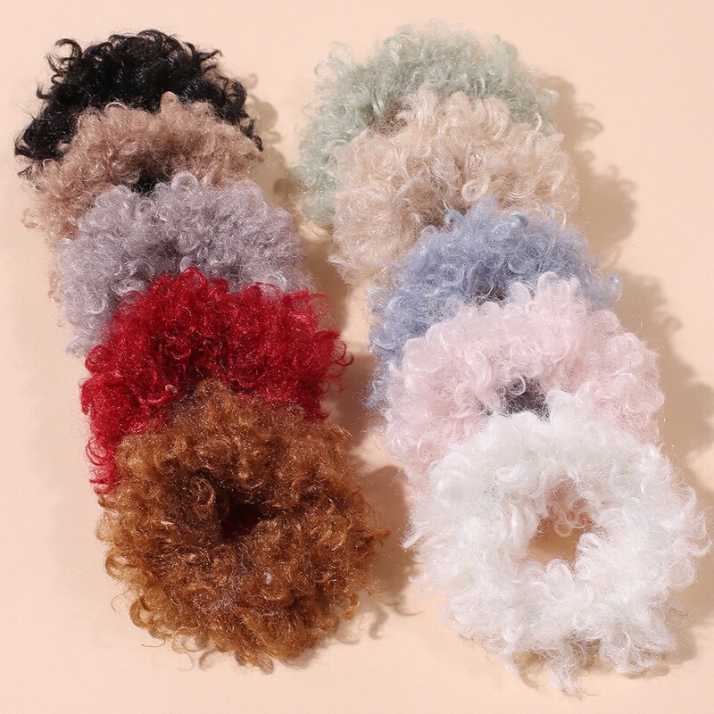 

10pcs Solid Fluffy Hair Tie, Multicolor