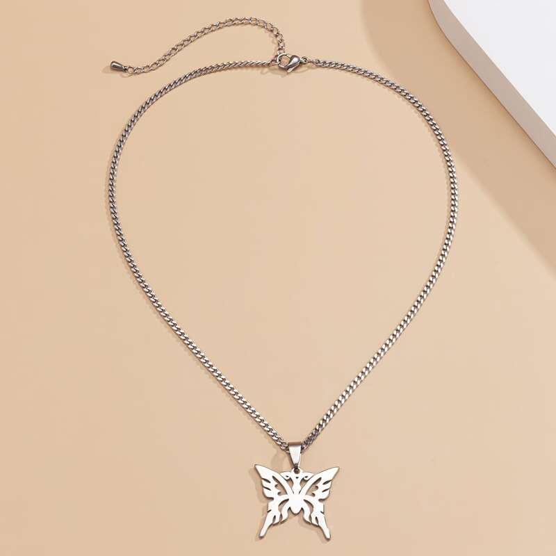 

Butterfly Pendant Necklace, Silver