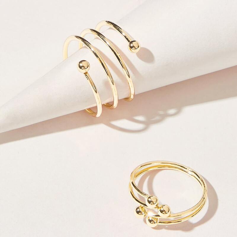 

2pcs Ball Circle Ring, Gold