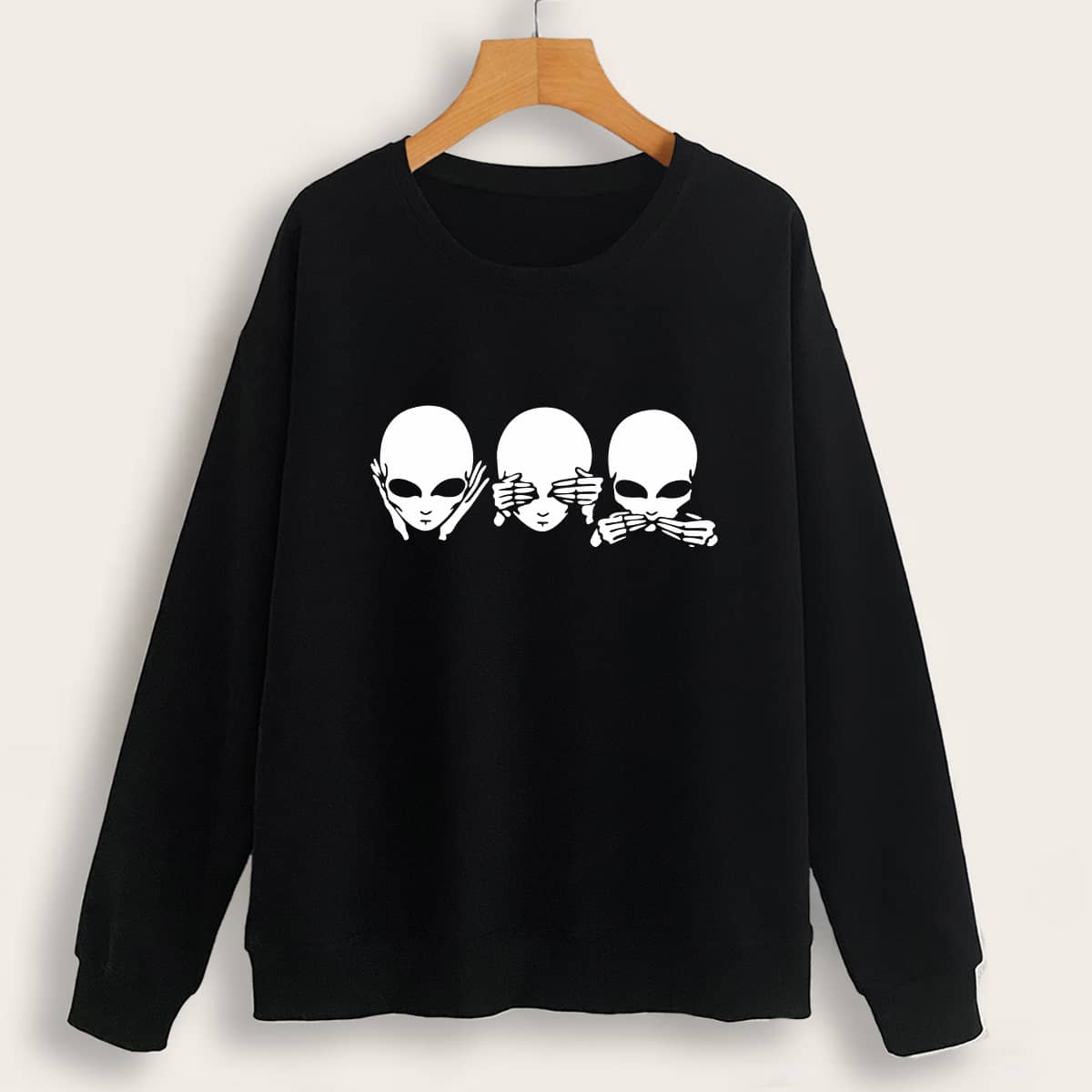 

Graphic Drop Shoulder Sweatshirt, Black