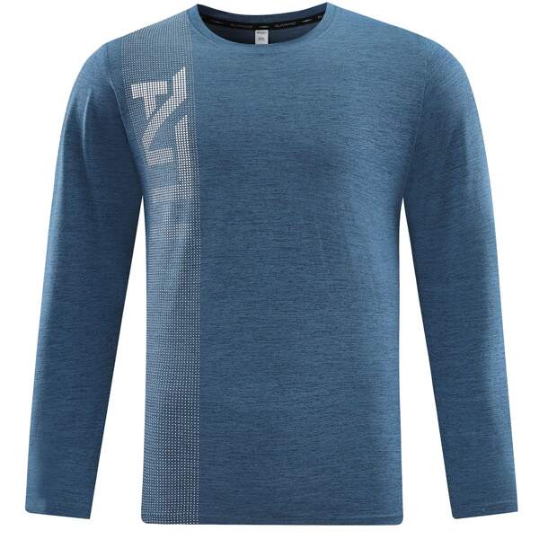 

Men Letter Graphic Long Sleeve Sports Tee, Dusty blue