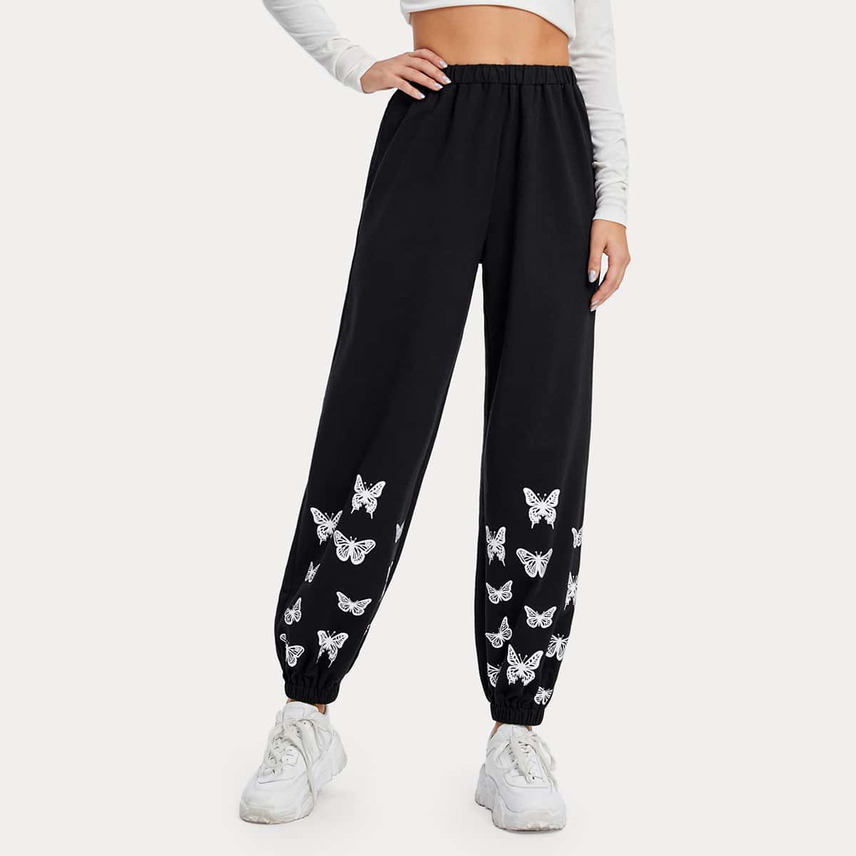 

Butterfly Graphic Sweatpants, Black