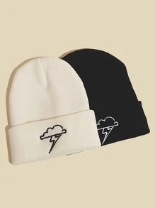 2 piezas gorro de hombres con bordado - Blanco y Negro - Ver 1