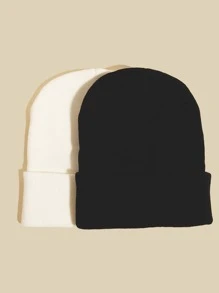 2 piezas gorro de hombres con bordado - Blanco y Negro - Ver 2