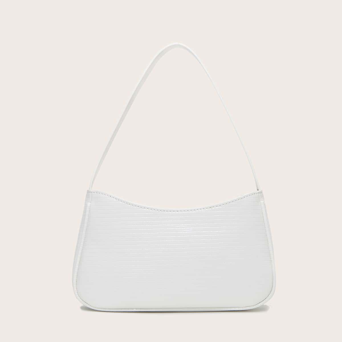 

Croc Embossed Baguette Bag, White