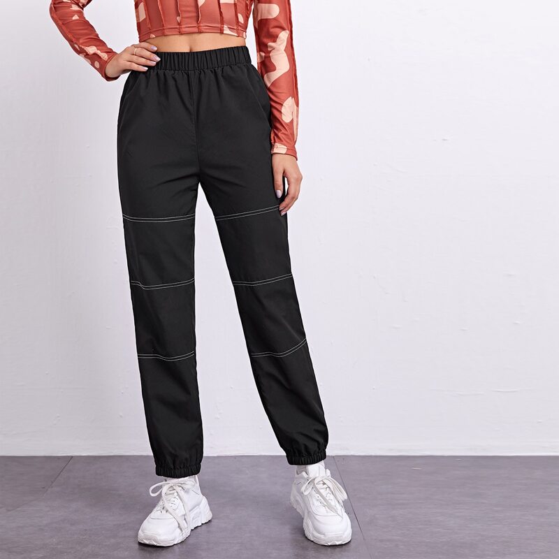 

High Waist Tapered Pants, Black