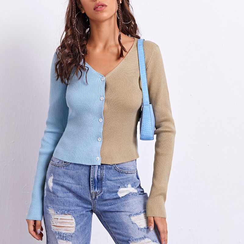 

Button Front Colorblock Cardigan, Multicolor