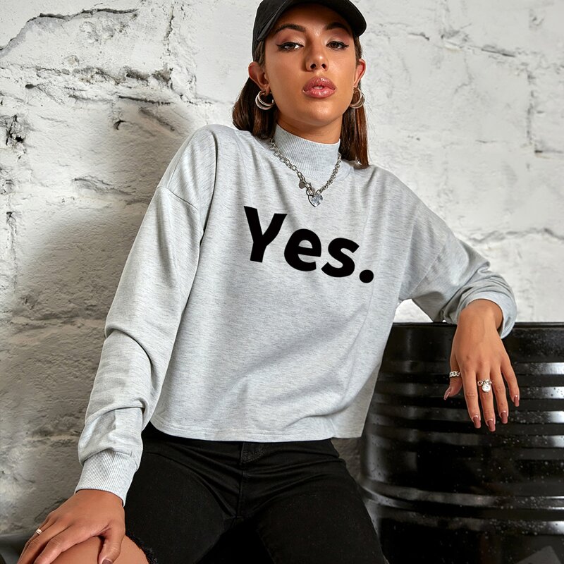 

Mock Neck Letter Graphic Sweatshirt, Light grey