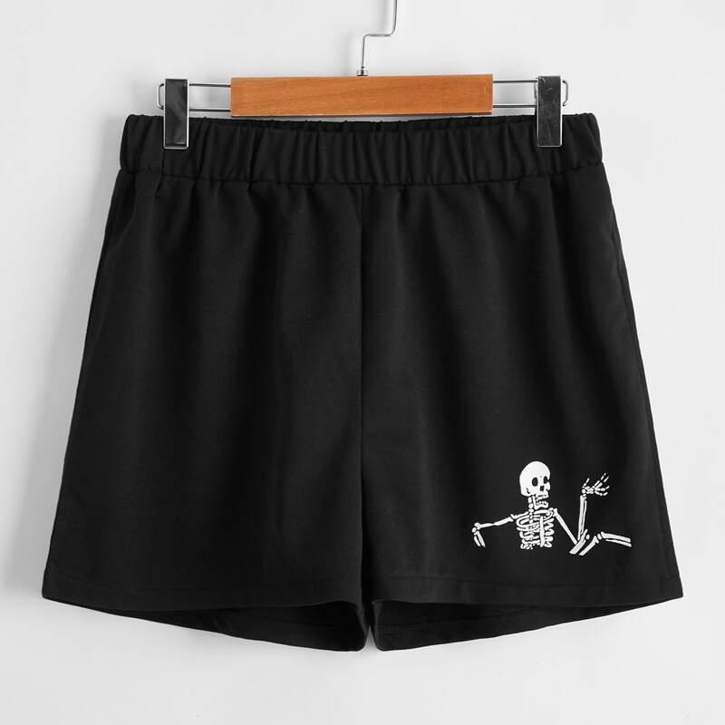 

Skull Graphic Shorts, Black