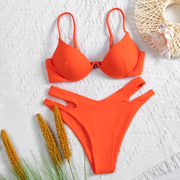 

Cut Out Push Up Bikini Swimsuit, Orange