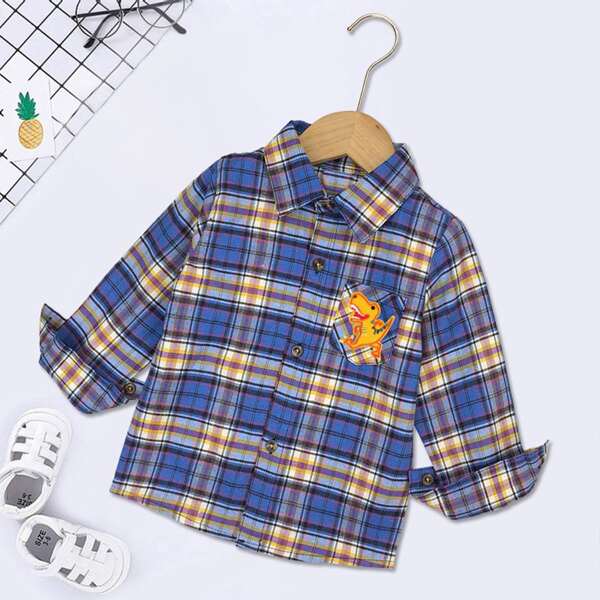 

Toddler Boys Tartan And Cartoon Graphic Shirt, Multicolor
