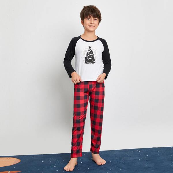 

Boys Christmas & Gingham Print Pajama Set, Multicolor