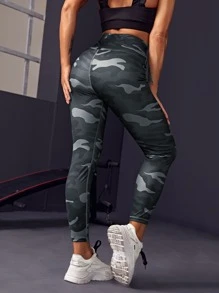 Camo Print Sports Leggings - Multicolor - View 2