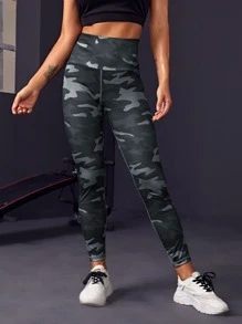 Camo Print Sports Leggings - Multicolor - View 3