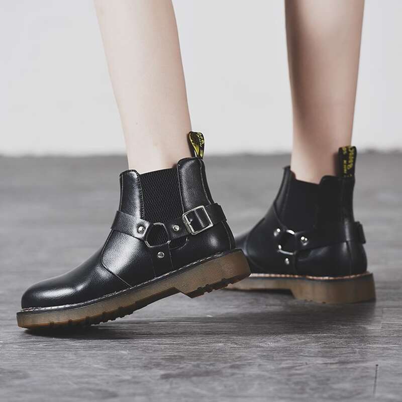 

Buckle Decor Chelsea Boots, Black