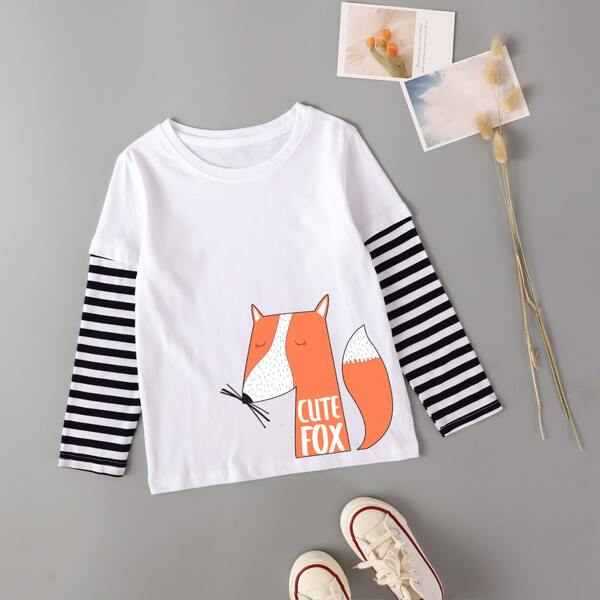 

Toddler Girls Cartoon Graphic 2 In 1 Tee, White