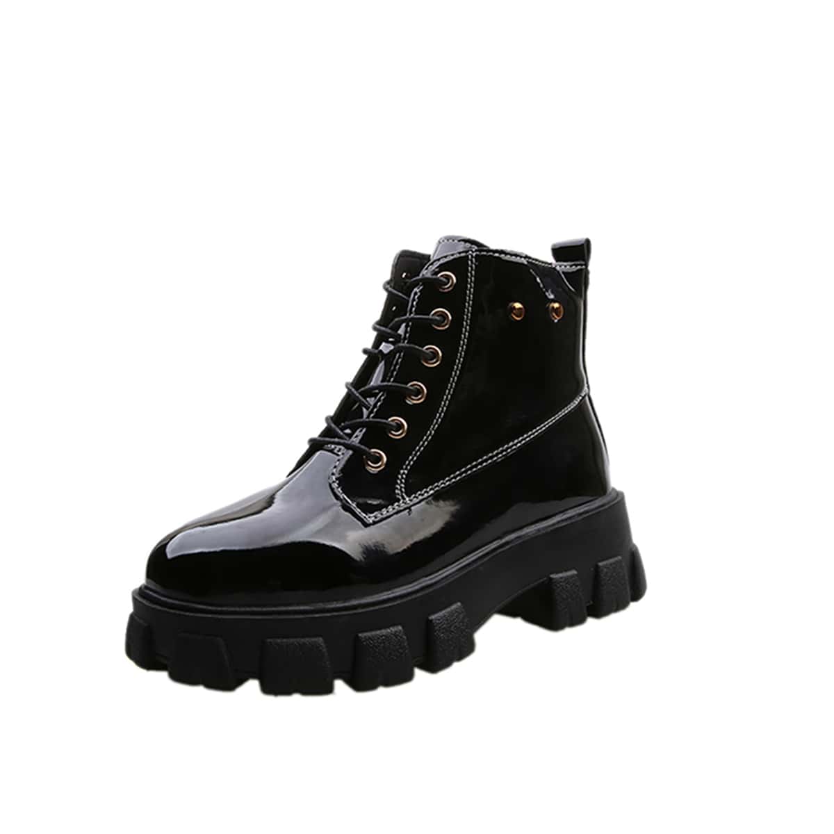 

Lace-up Front Combat Boots, Black