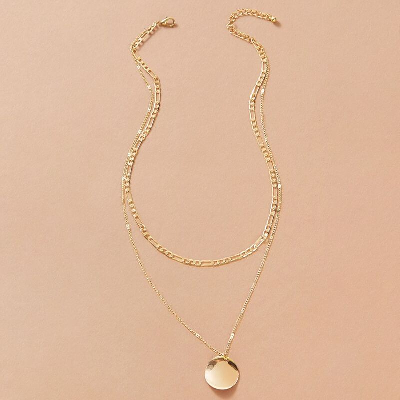 

Disc Decor Layered Necklace, Gold