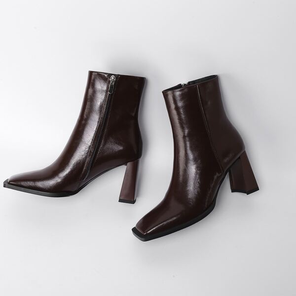 

Square Toe Ankle Boots, Chocolate brown