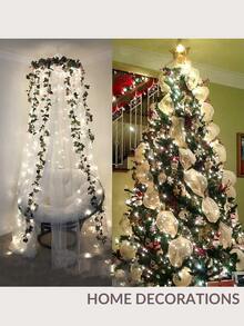 1入組10公尺/33英尺200顆LED 8種模式銅線電池操作串燈，創意LED瀑布柳藤形狀串燈，適於室內/室外花園、庭院、婚禮、商店、節日裝飾，拍攝背景設置。附送遙控器的禮物。 - 黃色 - 查看 3