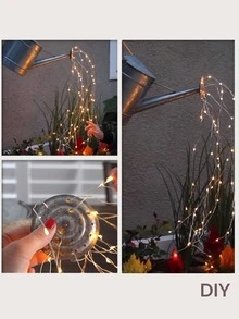 1入組10公尺/33英尺200顆LED 8種模式銅線電池操作串燈，創意LED瀑布柳藤形狀串燈，適於室內/室外花園、庭院、婚禮、商店、節日裝飾，拍攝背景設置。附送遙控器的禮物。 - 黃色 - 查看 8