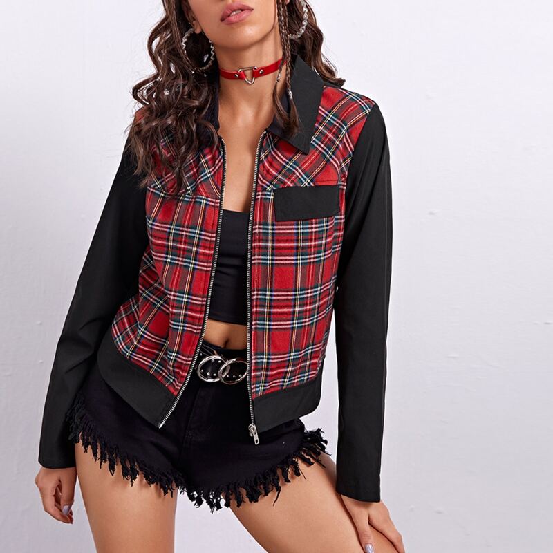 

Zip Up Tartan Print Jacket, Multicolor