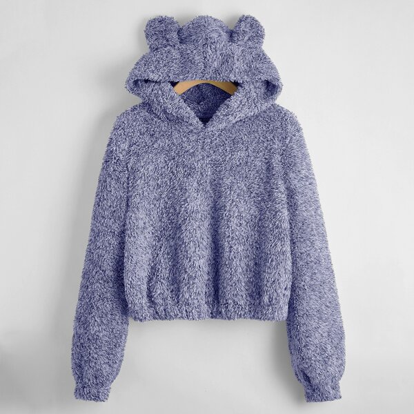 

3D Ears Design Teddy Hoodie, Blue