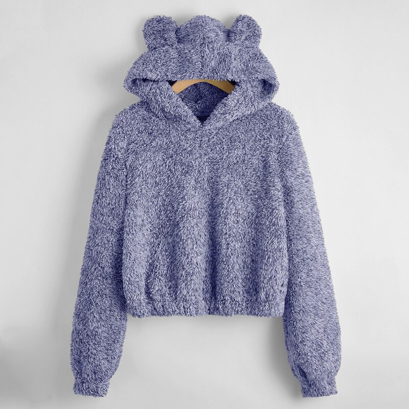 

3D Ears Design Teddy Hoodie, Blue