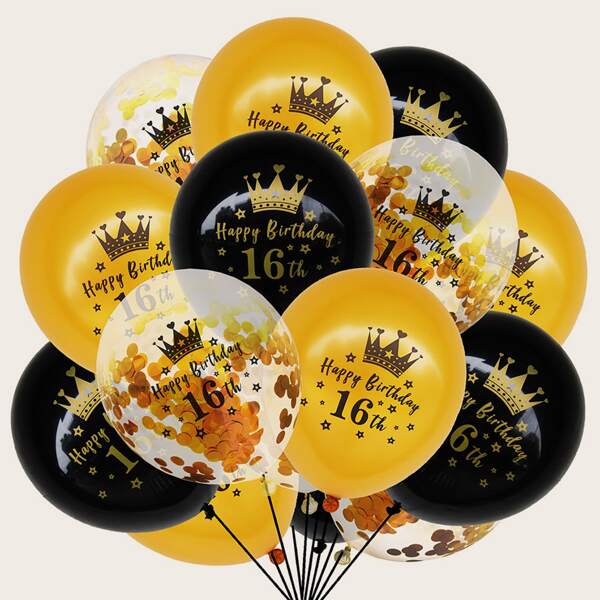 

15pcs Birthday Decorative Balloon Set, Multicolor