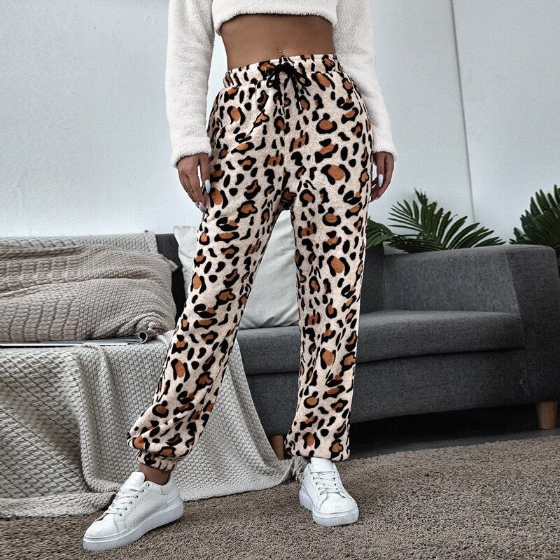 

Allover Print Drawstring Flannel Pants, Multicolor