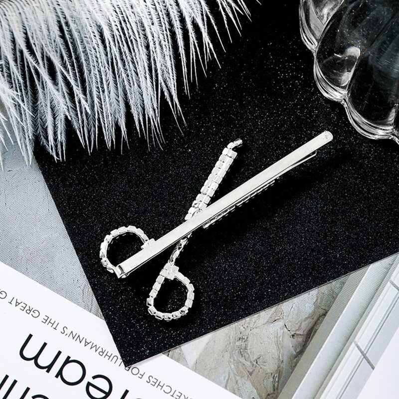 

Rhinestone Decor Scissors Hair Clip, Silver