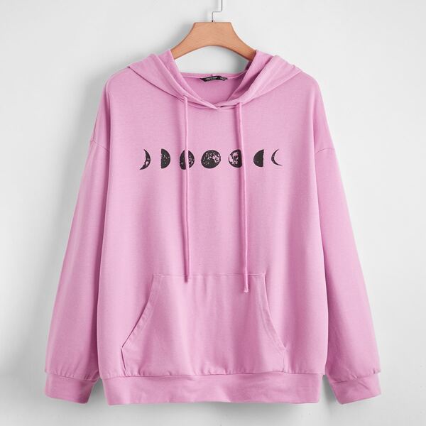 

Plus Moon Printed Hoodie, Pink