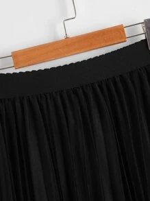 Seusyu Scallop Edge Waist Mesh Overlay Skirt