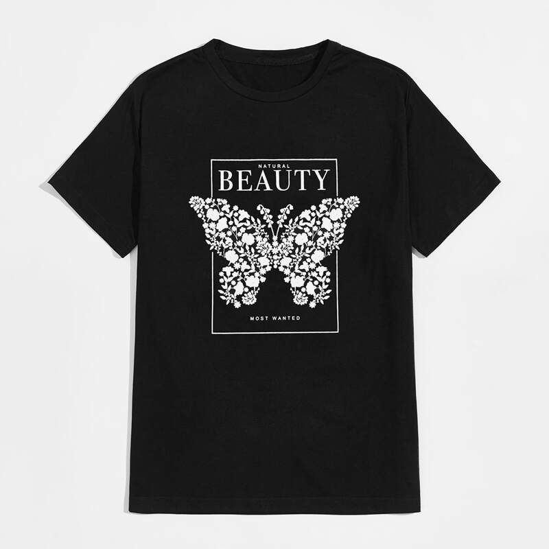 

Guys Butterfly & Letter Graphic Tee, Black