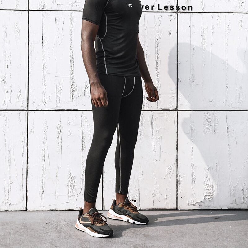 

Men Reflective Trim Sport Tights, Black