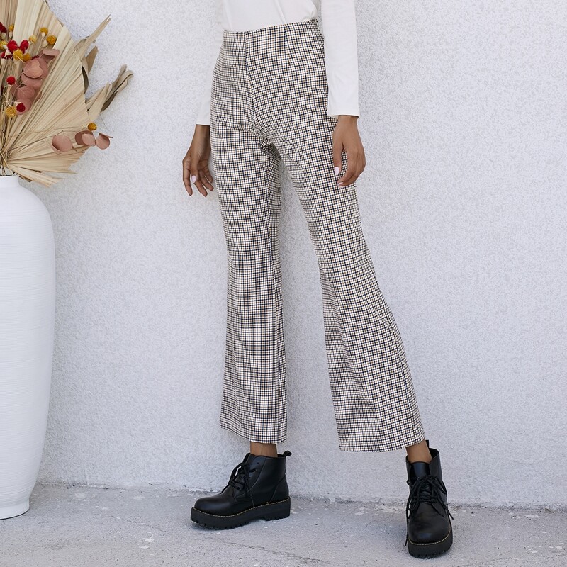 

Plaid Flare Leg Pants, Multicolor