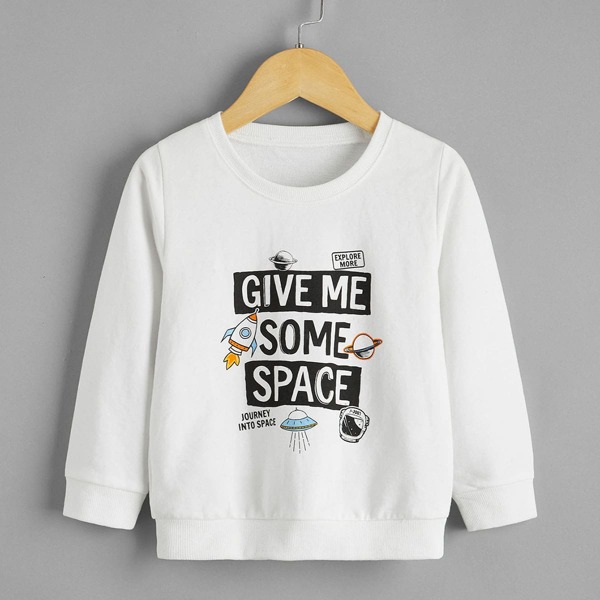 

Toddler Boys Slogan & Rocket Print Sweatshirt, White