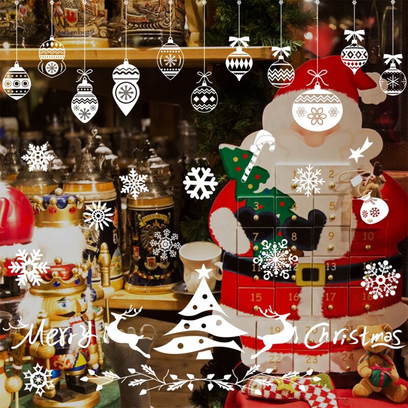 

2pcs Christmas Pattern Window Sticker, White