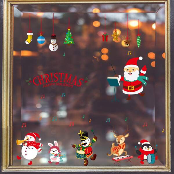 

2pcs Christmas Pattern Window Sticker, Multicolor