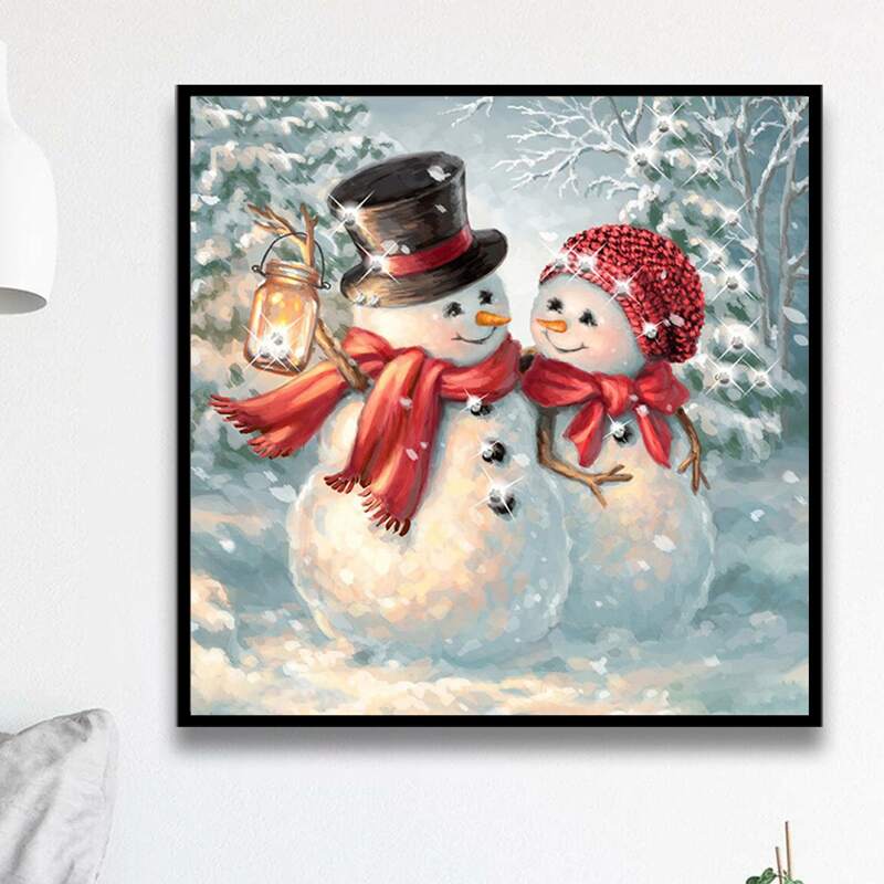 

Christmas Snowman Print Diamond Painting Without Frame, Multicolor