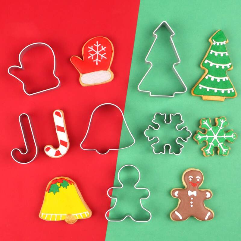 

6pcs Christmas Biscuit Mold Set, Silver