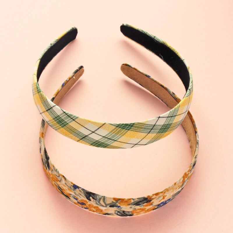 

2pcs Floral & Tartan Hair Hoop, Multicolor