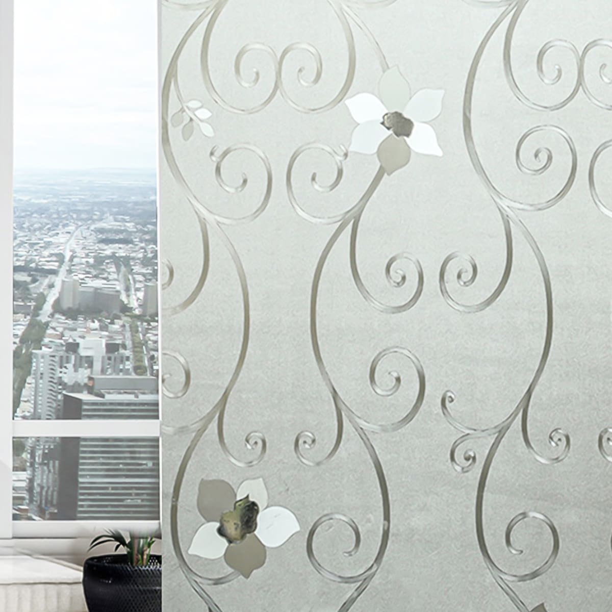 

1sheet Flower Print Opaque Glass Sticker, Multicolor
