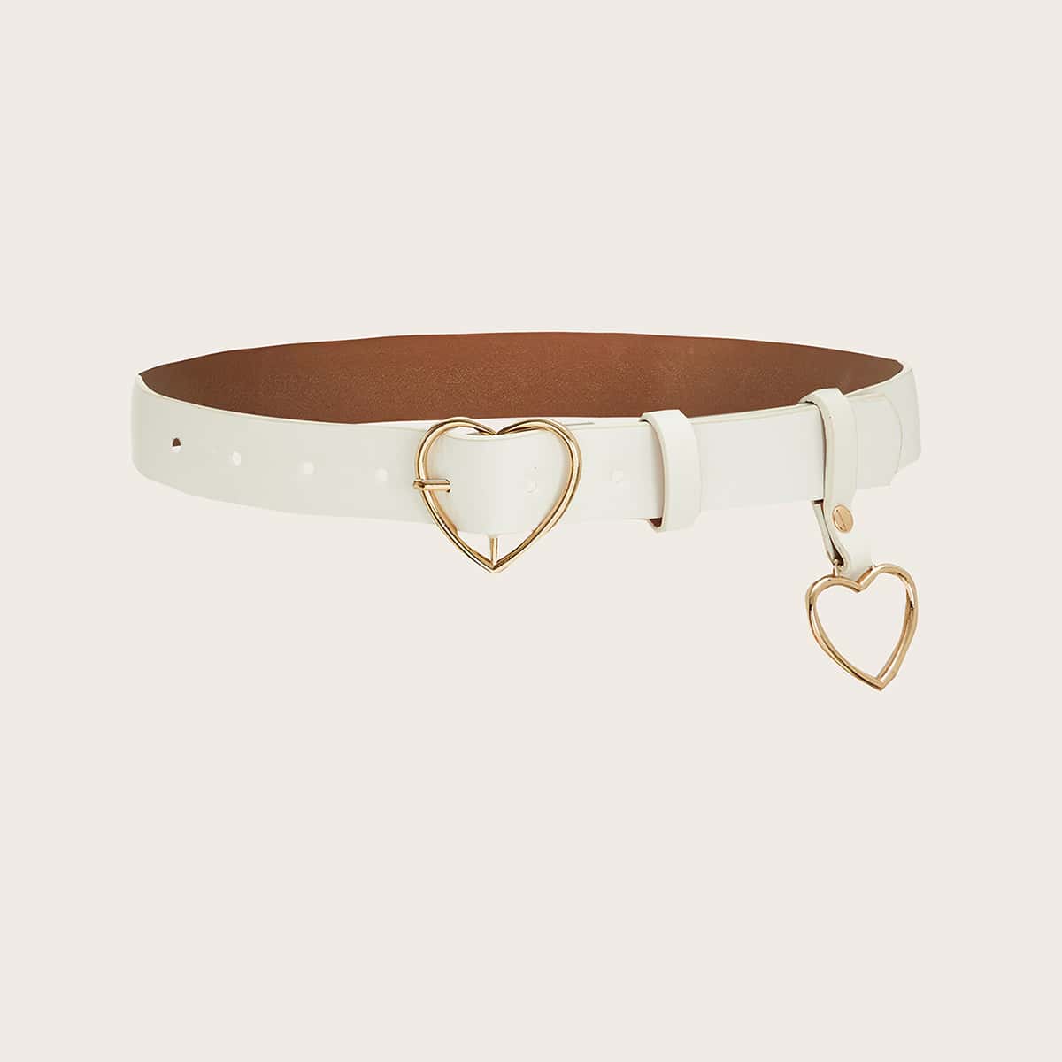 

Heart Buckle Belt, White
